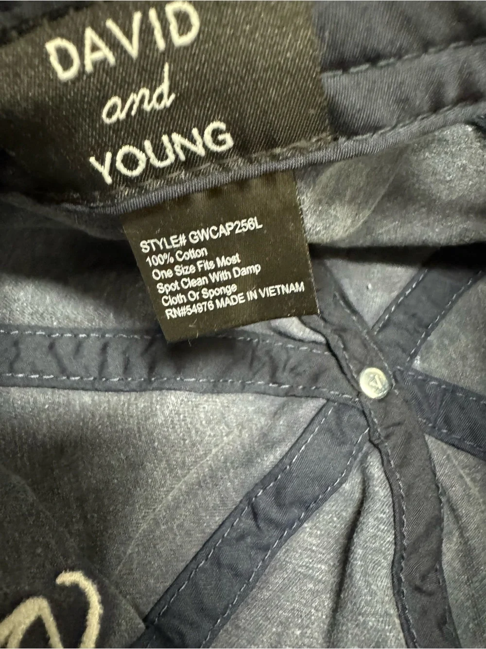 David & Young Washed Denim Blue Women’s Baseball Cap Graphic Embroidered Summer